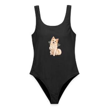 Indian Spitz - Frauen Badeanzug - Schwarz - Vorne - AI Model Female 172 light (172cm)