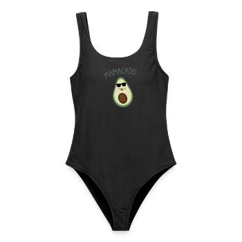 Mamacado Avocado Cartoon mit Sonnenbrille - Frauen Badeanzug - Schwarz - Vorne - AI Model Female 172 light (172cm)