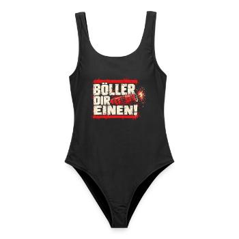 Böller dir einen - Frauen Badeanzug - Schwarz - Vorne - AI Model Female 172 light (172cm)