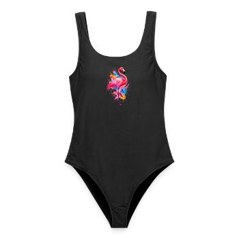 Niedlicher Flamingo Süße Flamingos - Frauen Badeanzug - Schwarz - Vorne - AI Model Female 172 light (172cm)