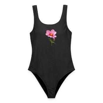 Pink Flower Nahaufnahme - Frauen Badeanzug - Schwarz - Vorne - AI Model Female 172 light (172cm)