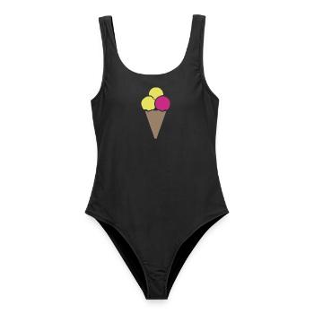 Pastell Eistüte Dreier Scoop - Frauen Badeanzug - Schwarz - Vorne - AI Model Female 172 light (172cm)