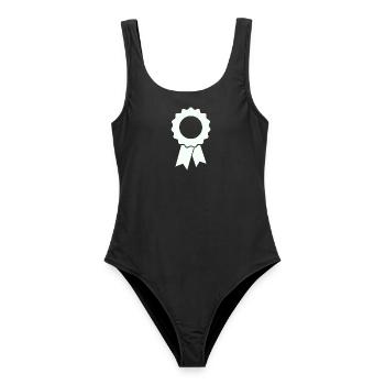 Auszeichnungsbadge mit Kranz - Frauen Badeanzug - Schwarz - Vorne - AI Model Female 172 light (172cm)