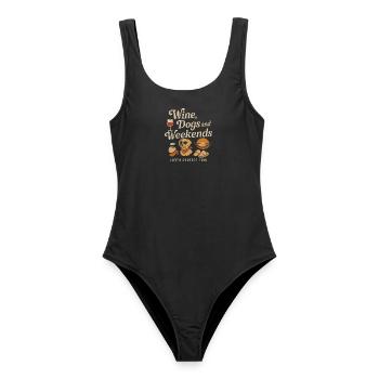Wine Dogs And Weekends - Frauen Badeanzug - Schwarz - Vorne - AI Model Female 172 light (172cm)