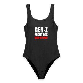 gen z regelt das - Frauen Badeanzug - Schwarz - Vorne - AI Model Female 172 light (172cm)