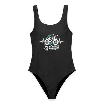 BMX Herzschlag EKG: It's Not a Hobby, It's Oxygen - Frauen Badeanzug - Schwarz - Vorne - AI Model Female 172 light (172cm)