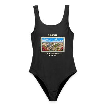 Brasilien Nova Iguaçu Vintage Reisemarke - Frauen Badeanzug - Schwarz - Vorne - AI Model Female 172 light (172cm)