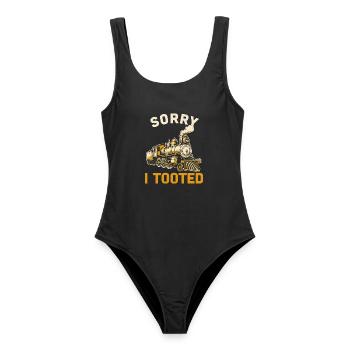 Dampflok Spruch Sorry I Tooted - Frauen Badeanzug - Schwarz - Vorne - AI Model Female 172 light (172cm)