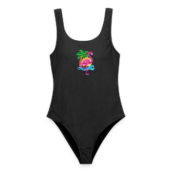Niedlicher Flamingo Süße Flamingos - Frauen Badeanzug - Schwarz - Vorne - AI Model Female 172 light (172cm)