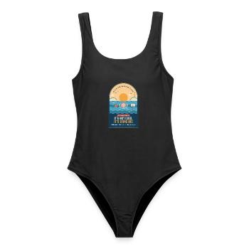 Wilder Schwimmclub Es ist nicht kalt Es ist erfrischend - Frauen Badeanzug - Schwarz - Vorne - AI Model Female 172 light (172cm)