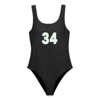 Zahl 34 Mint Minimal - Frauen Badeanzug - Schwarz - Vorne - AI Model Female 172 light (172cm)