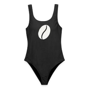 Kaffeebohne Linienminimalistik - Frauen Badeanzug - Schwarz - Vorne - AI Model Female 172 light (172cm)