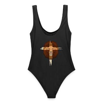 Lion Croix Cadeau chrétien - Maillot de bain femme - noir - Dos - AI Model Female 172 light (172cm)
