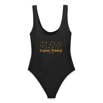 Super Mama - Frauen Badeanzug - Schwarz - Hinten - AI Model Female 172 light (172cm)