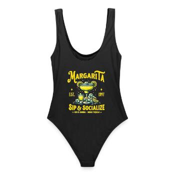 Margarita Cocktail Sip Socialize - Women's Swimsuit - black - Back - AI Model Female 172 light (172cm)