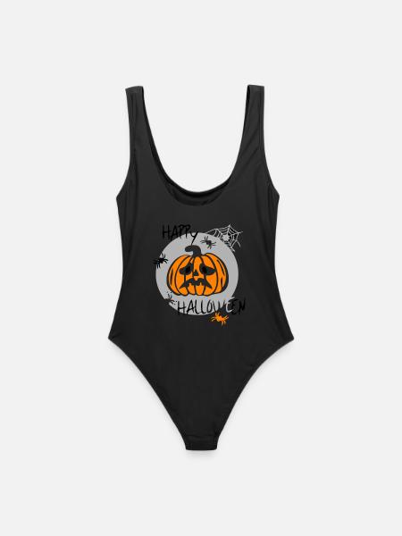 Halloween, Kürbis - Frauen Badeanzug - Schwarz