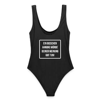 Lustiger Spruch Hingucker Funny - Frauen Badeanzug - Schwarz - Hinten - AI Model Female 172 light (172cm)