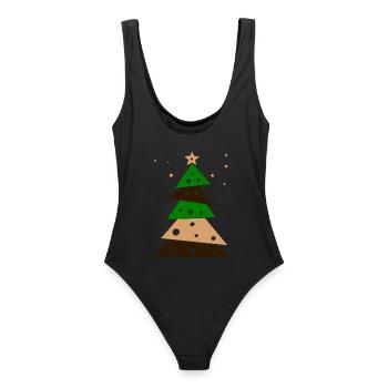 Tannenbaum - Frauen Badeanzug - Schwarz - Hinten - AI Model Female 172 light (172cm)