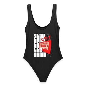 Stay True To The Game - Hip Hop Statement - Frauen Badeanzug - Schwarz - Hinten - AI Model Female 172 light (172cm)