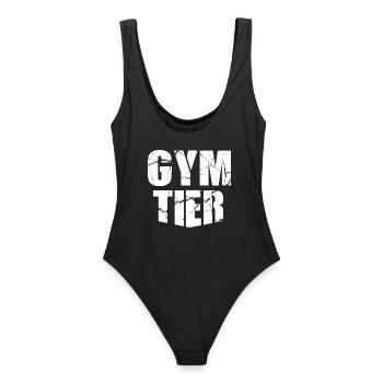 Gymtier Bodybuilding Gym Fitness Tier Rückenmotiv - Frauen Badeanzug - Schwarz - Hinten - AI Model Female 172 light (172cm)