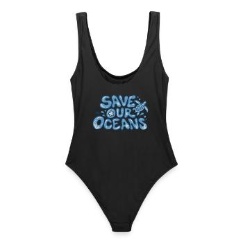 Save Our Oceans - Frauen Badeanzug - Schwarz - Hinten - AI Model Female 172 light (172cm)