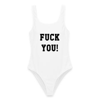 Fuck You - Frauen Badeanzug - Weiß - Vorne - AI Model Female 172 dark (172cm)