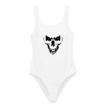 Totenkopf - Frauen Badeanzug - Weiß - Vorne - AI Model Female 172 dark (172cm)