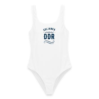 Soljanka DDR Legacy - Frauen Badeanzug - Weiß - Vorne - AI Model Female 172 dark (172cm)