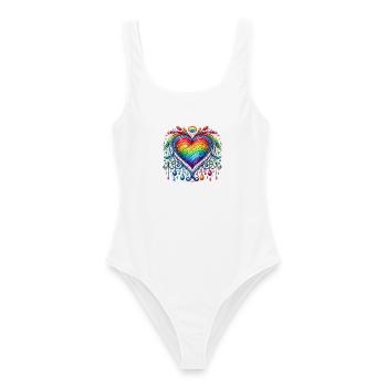Rainbow Heart - Women's Swimsuit - white - Front - AI Model Female 172 dark (172cm)