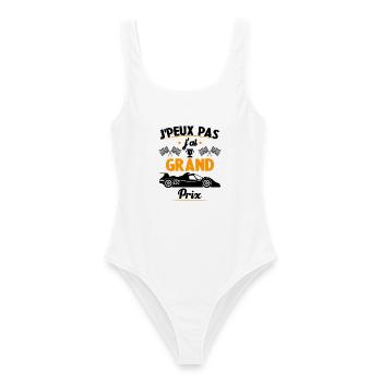 Je peux pas j'ai Grand Prix - Maillot de bain femme - blanc - Devant - AI Model Female 172 dark (172cm)