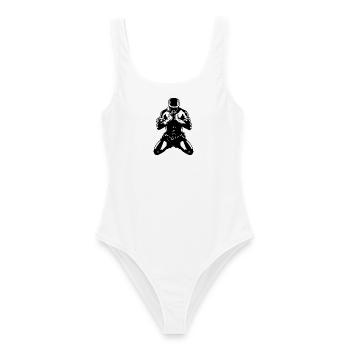 muay_thai_fighter04a - Frauen Badeanzug - Weiß - Vorne - AI Model Female 172 dark (172cm)