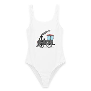 Kinderzug Eisenbahn grau - Frauen Badeanzug - Weiß - Vorne - AI Model Female 172 dark (172cm)