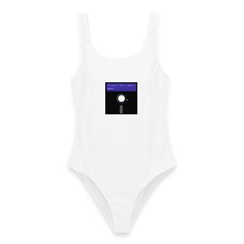 floppy disk - Women's Swimsuit - white - Front - AI Model Female 172 dark (172cm)