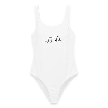 NotennotenMuster. Musik - Frauen Badeanzug - Weiß - Vorne - AI Model Female 172 dark (172cm)