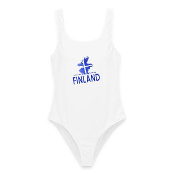 Finland Suomi - Frauen Badeanzug - Weiß - Vorne - AI Model Female 172 dark (172cm)