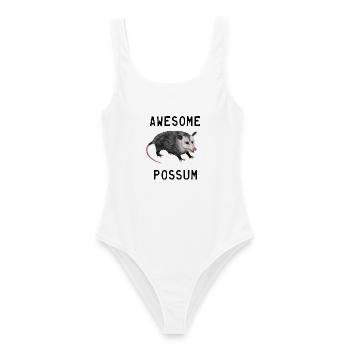 Awesome Possum - Opossum schwarzer Schriftzug - Frauen Badeanzug - Weiß - Vorne - AI Model Female 172 dark (172cm)