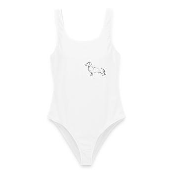 Dackel – Minimalistisches Hunde-Design - Frauen Badeanzug - Weiß - Vorne - AI Model Female 172 dark (172cm)