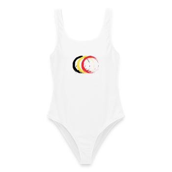 Kreis Bürste Belgien Flagge Fahne Design Farben - Frauen Badeanzug - Weiß - Vorne - AI Model Female 172 dark (172cm)