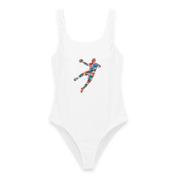 Handballer Handballspieler Herren Jungen Handball - Frauen Badeanzug - Weiß - Vorne - AI Model Female 172 dark (172cm)