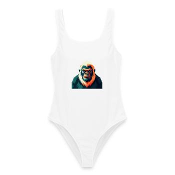 Yeti Cartoon Figur Buntes Haustier Tier - Frauen Badeanzug - Weiß - Vorne - AI Model Female 172 dark (172cm)