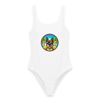 Deutsche Bracke Chien Race Dessin Animé Lunettes de Soleil Plage - Maillot de bain femme - blanc - Devant - AI Model Female 172 dark (172cm)