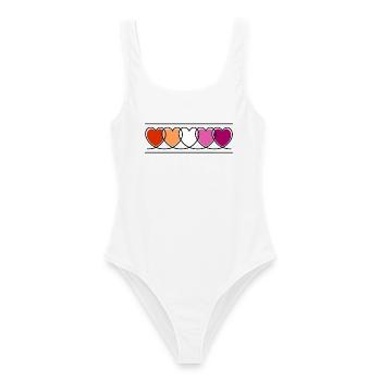 Cœurs lesbiennes lesbiennes - Maillot de bain femme - blanc - Devant - AI Model Female 172 dark (172cm)