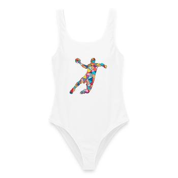Handballer Handballspieler Jungen Herren Handball - Frauen Badeanzug - Weiß - Vorne - AI Model Female 172 dark (172cm)