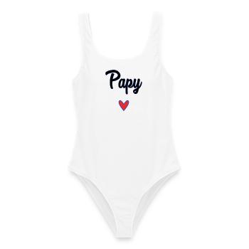 PAPY. FÊTE DES PÈRES. BONNE FÊTE PAPY. JE T'AIME. - Maillot de bain femme - blanc - Devant - AI Model Female 172 dark (172cm)