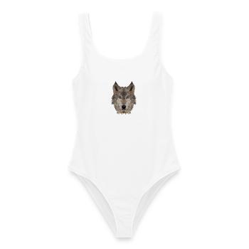 Wolf - Frauen Badeanzug - Weiß - Vorne - AI Model Female 172 dark (172cm)