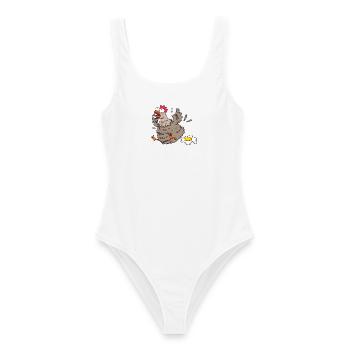 Funny chicken - Women's Swimsuit - white - Front - AI Model Female 172 dark (172cm)