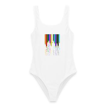 Stifte Buntstifte Holzstifte Malstifte Filzstifte - Frauen Badeanzug - Weiß - Vorne - AI Model Female 172 dark (172cm)