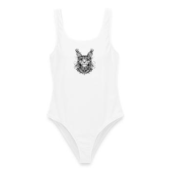 Luchs Katze Kater Wildkatze Hauskatze - Frauen Badeanzug - Weiß - Vorne - AI Model Female 172 dark (172cm)