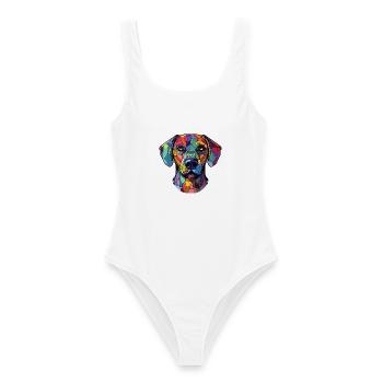 Cao De Castro Laboreiro Hunderasse Aquarellglas - Frauen Badeanzug - Weiß - Vorne - AI Model Female 172 dark (172cm)