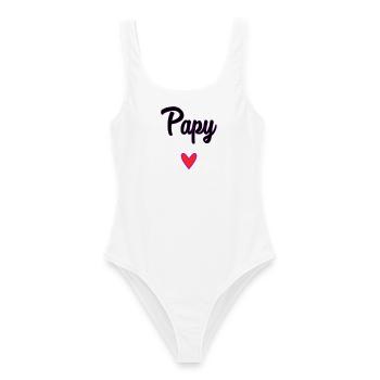 PAPY. PAPA. FÊTE DES PÈRES. BONNE FÊTE PAPA - Maillot de bain femme - blanc - Devant - AI Model Female 172 dark (172cm)
